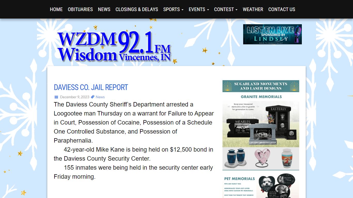 Daviess Co. Jail Report | WZDM